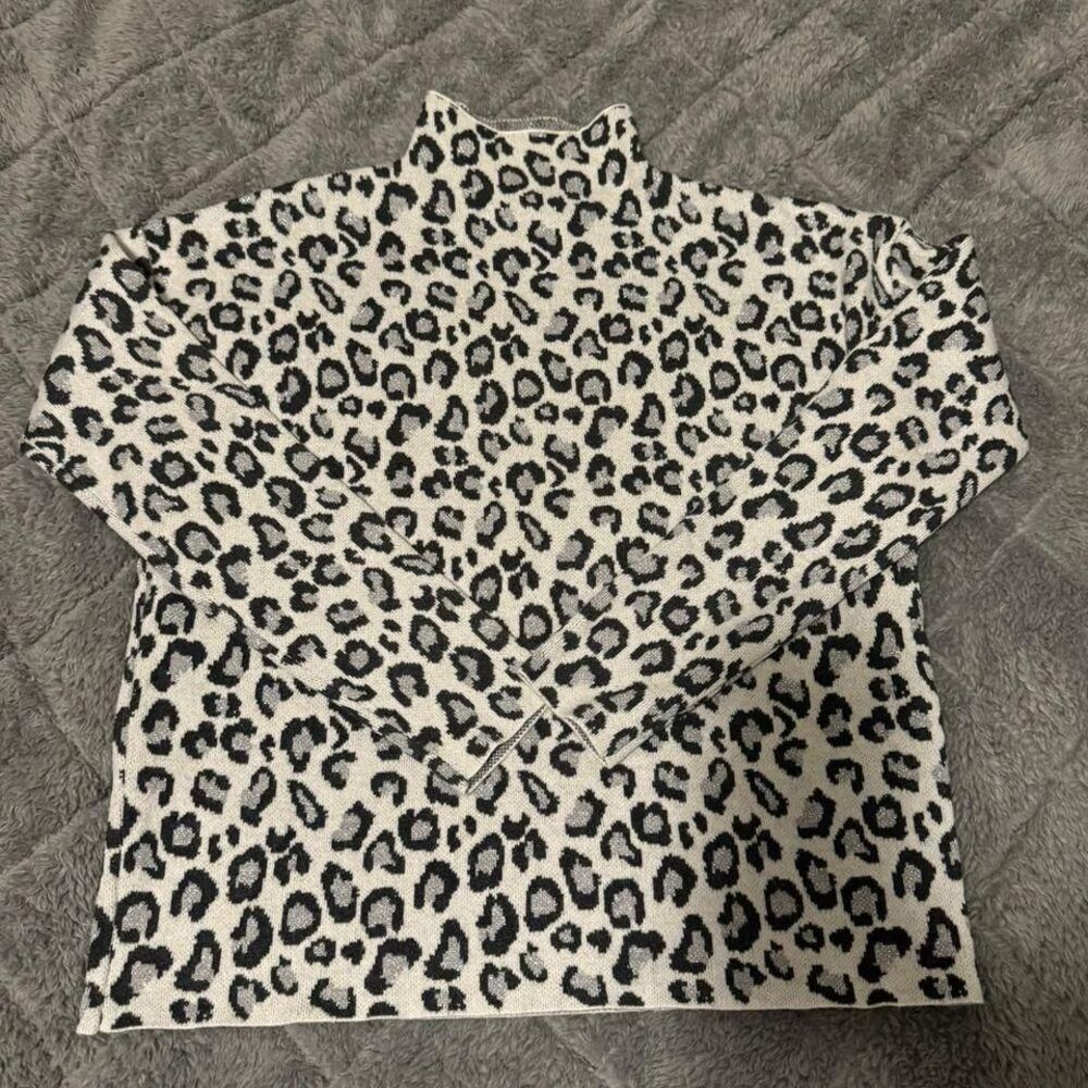 Cynthia Rowley Small Leopard Print Mock Neck Sweater